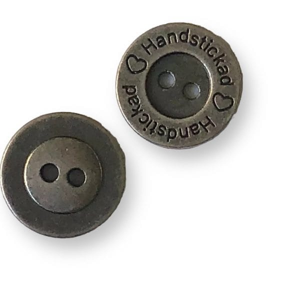 KNAPP HANDSTICKAD Antik Silver Metall 15 mm