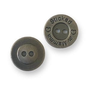 KNAPP STICKAD AV MAMMA Antik Silver Metall 15 mm